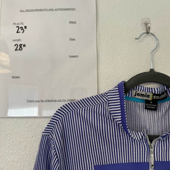 Jamie Sadock Womens Pinstripe Golf Polo 92147 in Purple White Size‎ XL - Picture 5 of 5